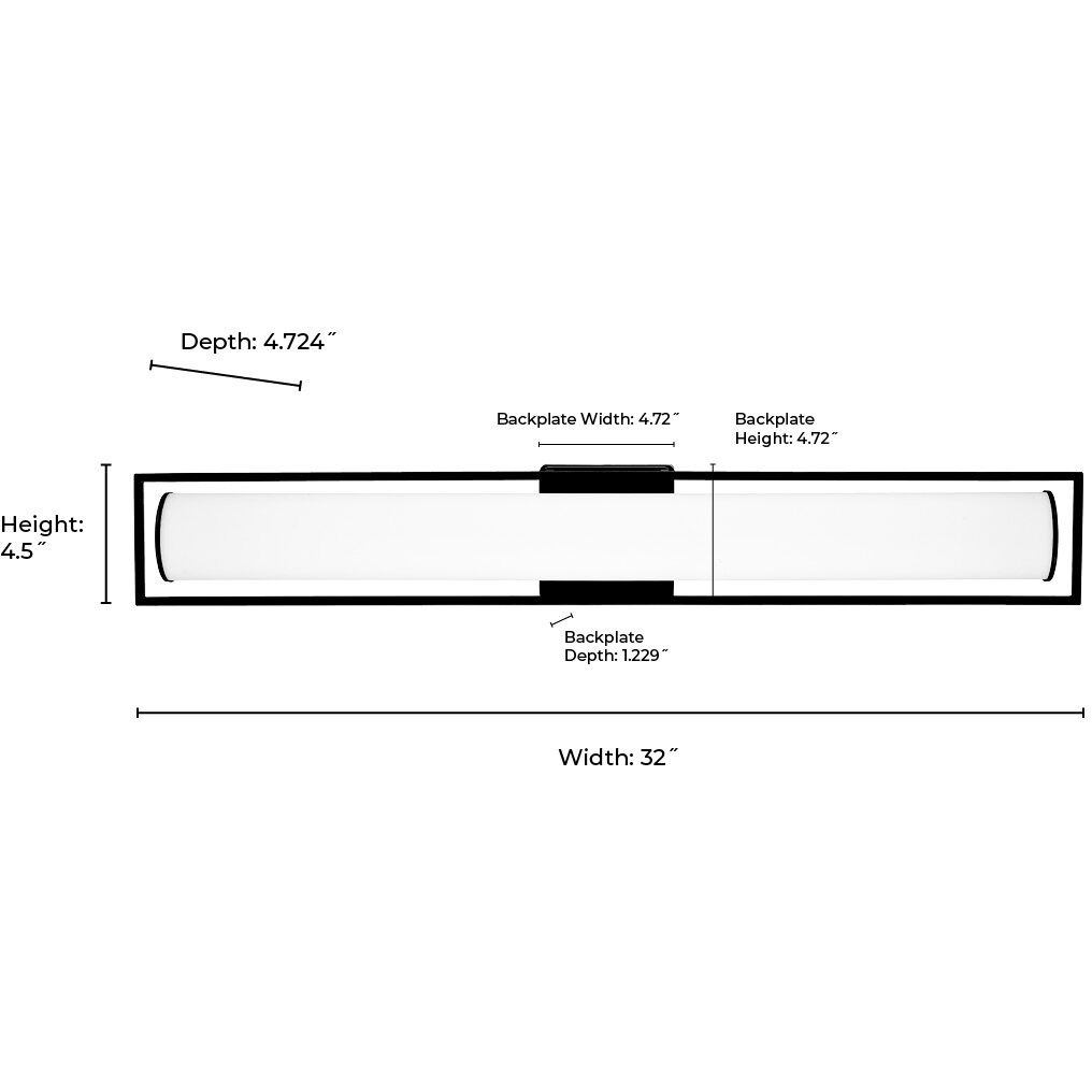 Teylor LED 32 inch Matte Black Bathroom Vanity Light Bar Wall Light